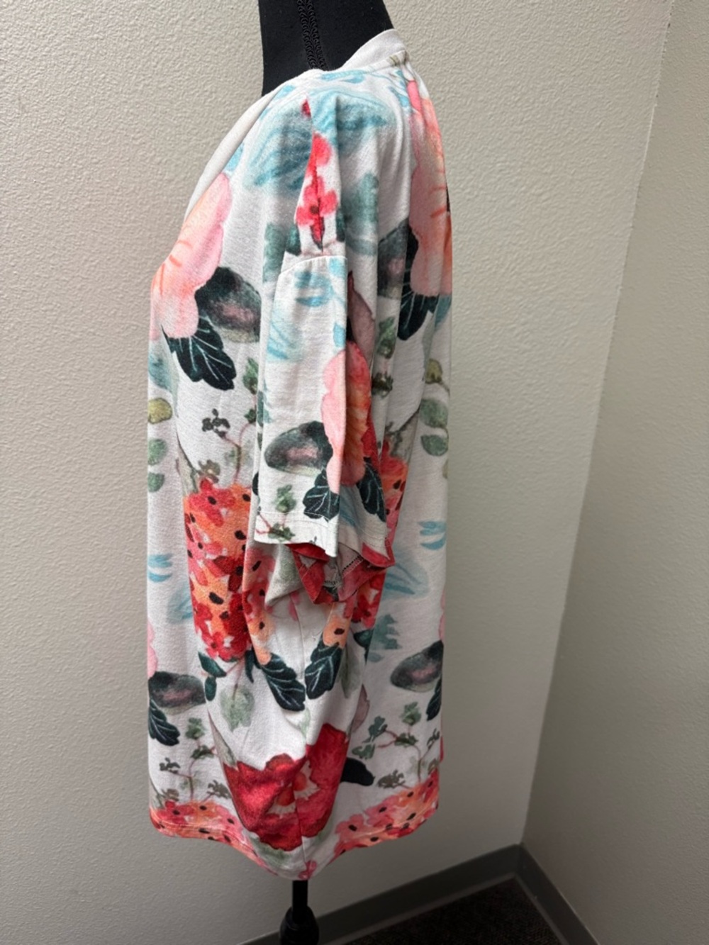 Floral V Neck Blouse 5XL Plus Size Red Orange White Boho Spring Summer Top - Picture 3 of 7